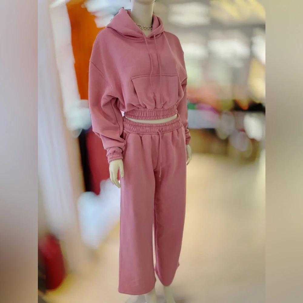 Zara long sleeve sweatsuit set with hoodie and wide legs size XS, S - Picture 6 of 6